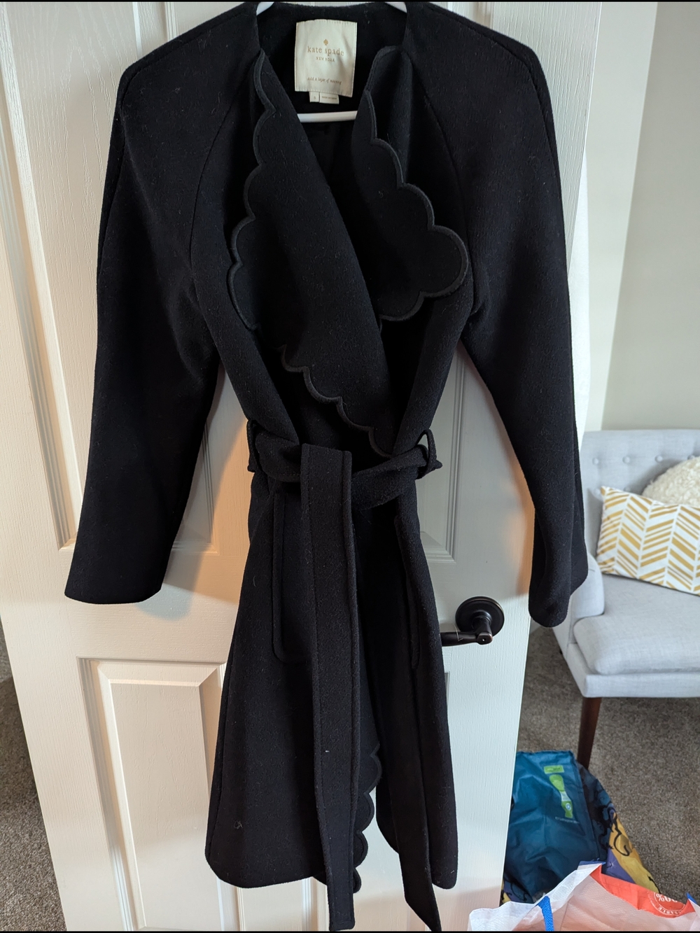 kate spade Blue Scalloped Collar Wool Coat